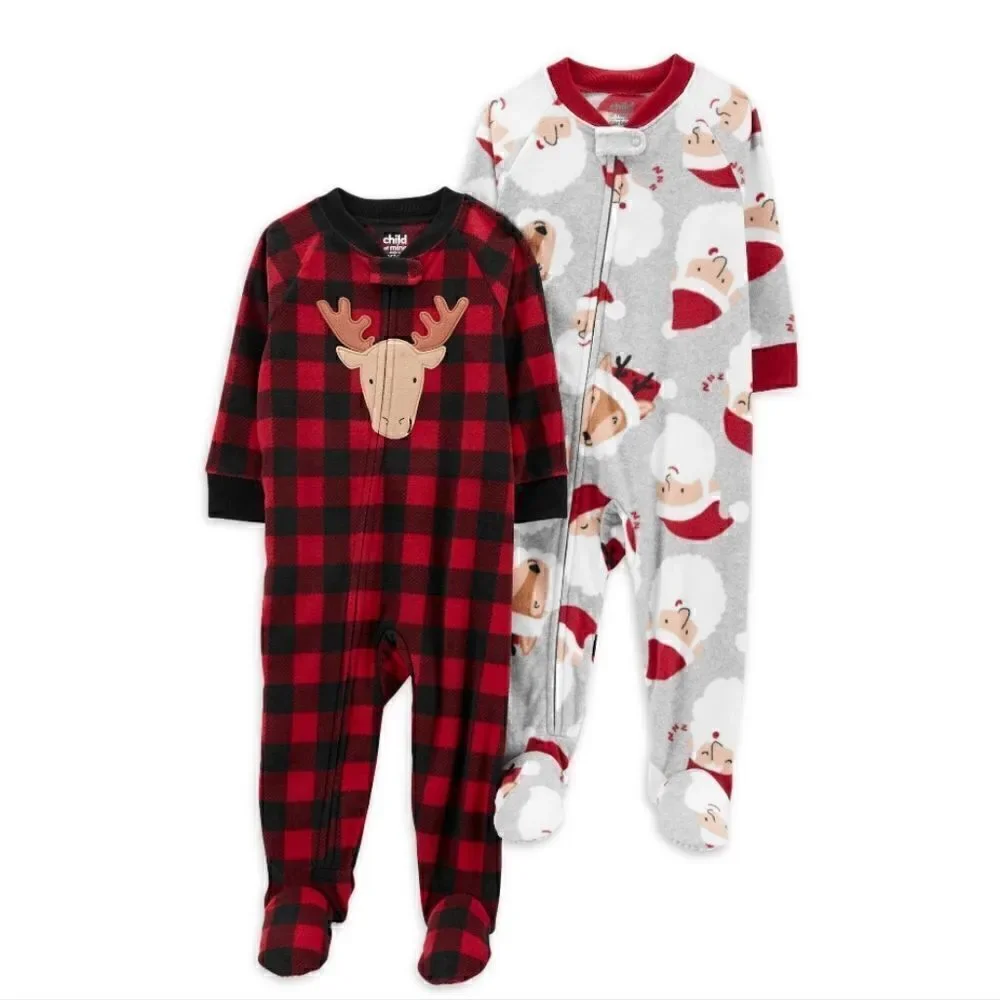 Nwt 12m, 2T Toddler Boys Christmas Santa Fleece Sleep Set